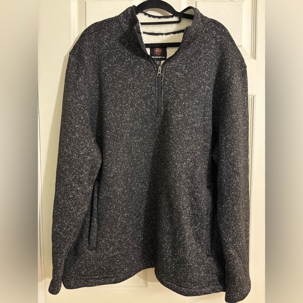 Men's Charcoal Fleece Lined Quarter Zip Up Sweater